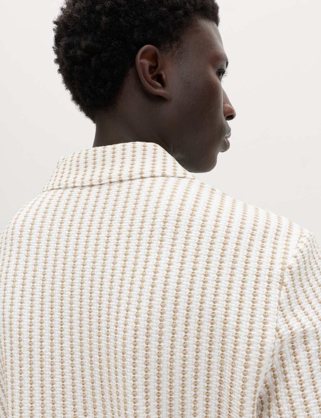 Marks & Spencer M&S Cotton Rich Jersey Geometric Polo Shirt Ivory - 2