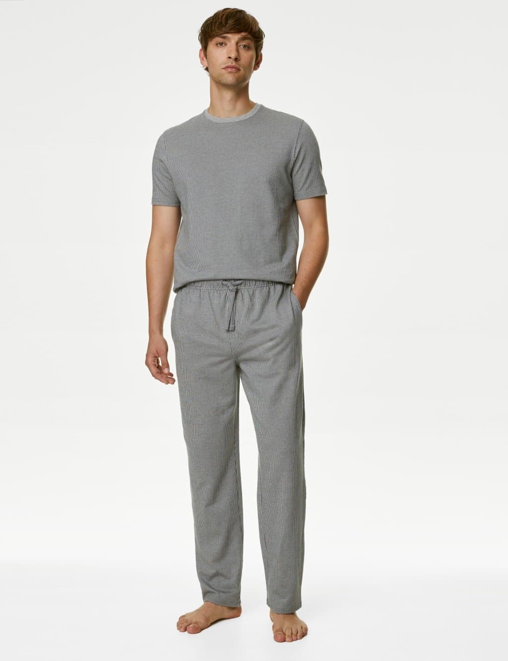 Marks & Spencer M&S Pure Cotton Jersey Pyjama Bottoms Grey Mix