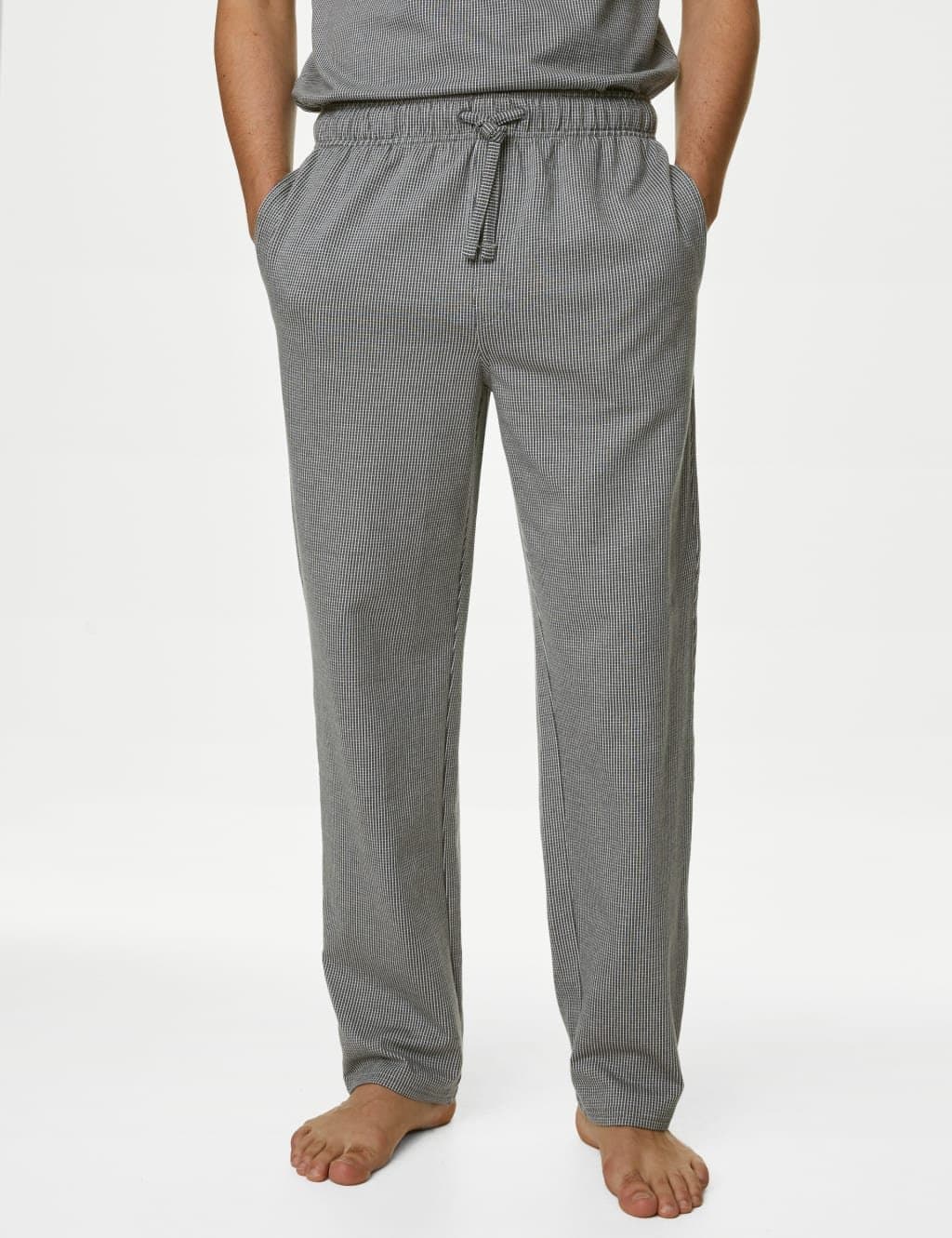 Marks & Spencer M&S Pure Cotton Jersey Pyjama Bottoms Grey Mix - 2