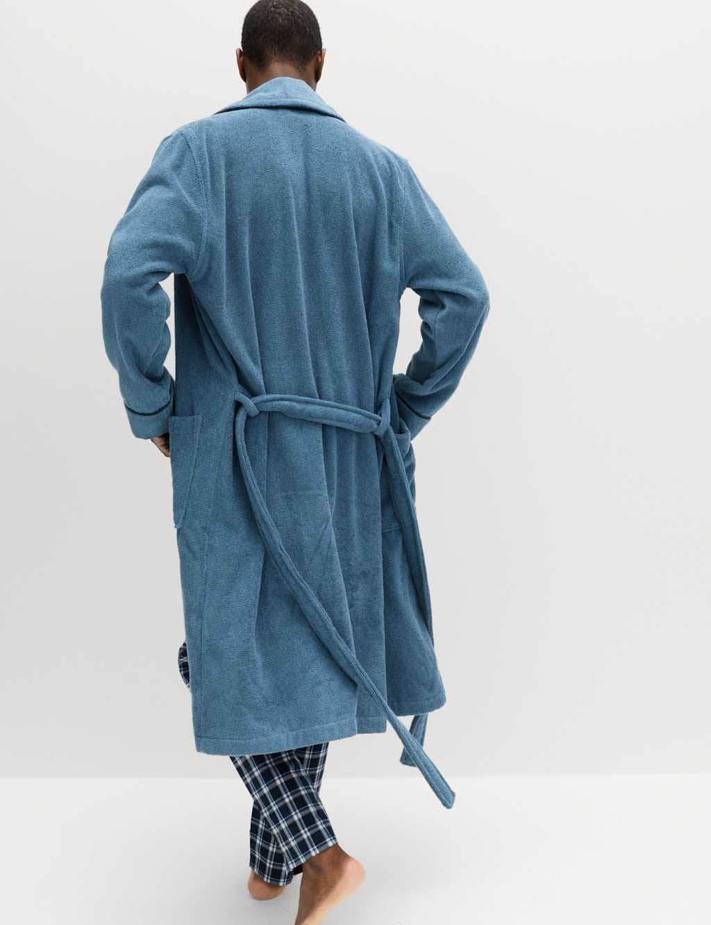 Marks & Spencer M&S Pure Cotton Towelling Dressing Gown Blue
