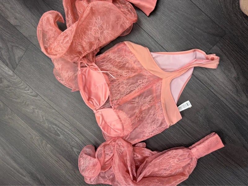 ASOS ASOS luxe body suit. Lace, off the shoulder, ruffled sleeves with thong back. Size 10