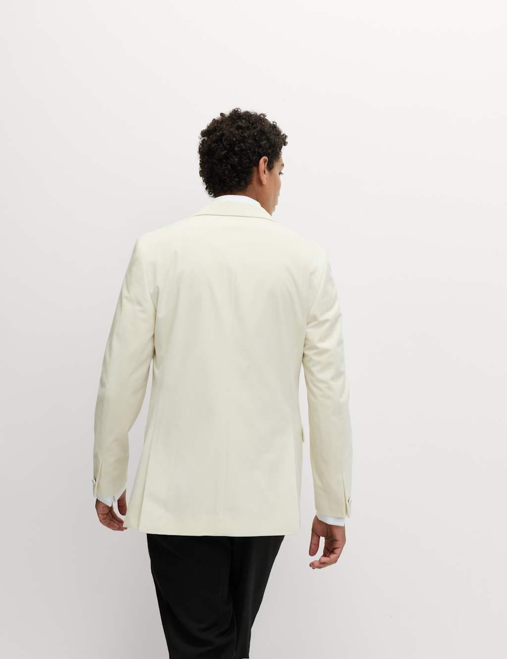 Marks & Spencer M&S Tailored Fit Velvet Blazer Ecru - 3