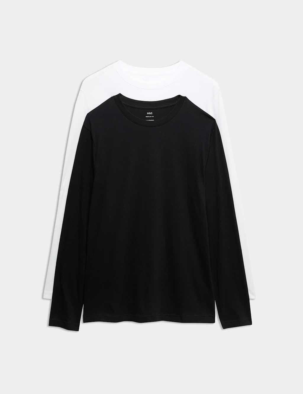 Marks & Spencer M&S 2 Pack Pure Cotton Long Sleeve T-Shirts White Mix