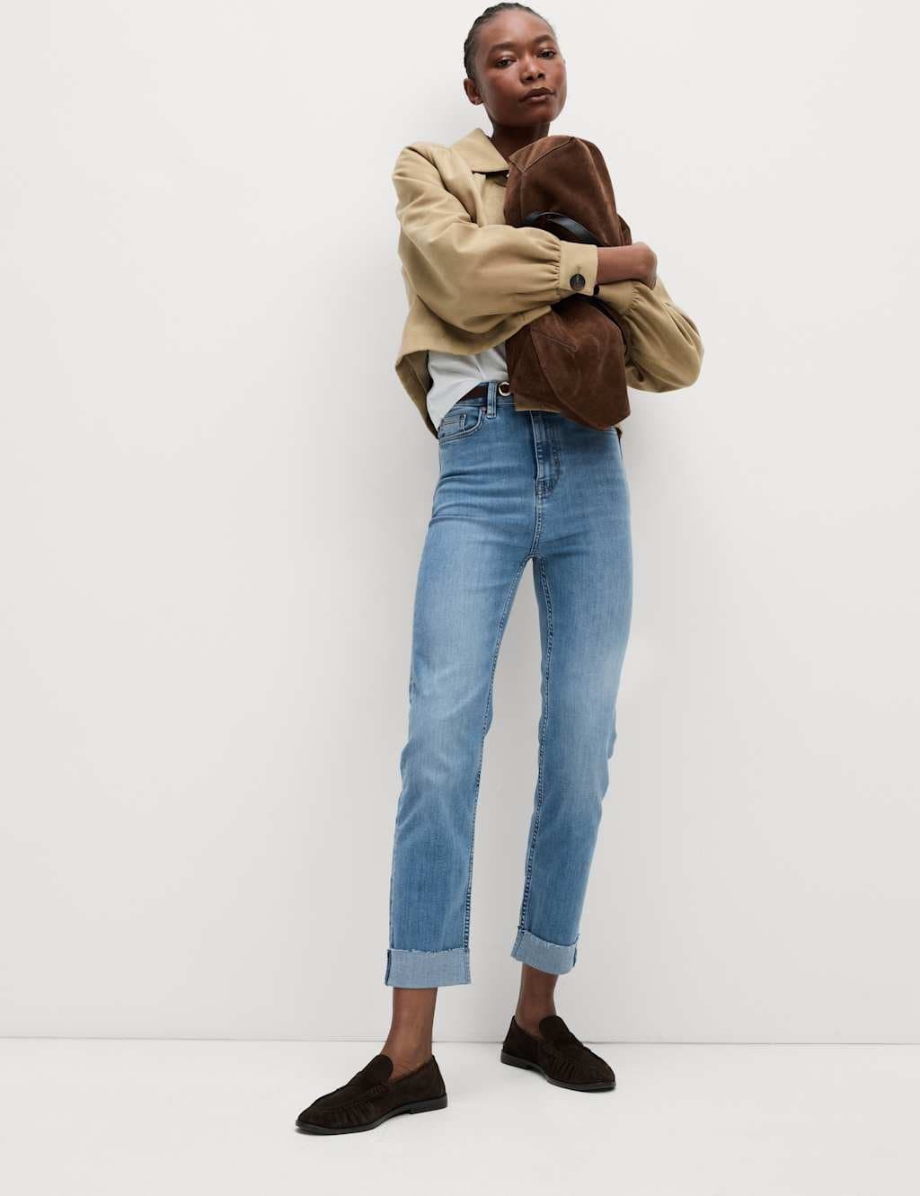 Marks & Spencer M&S Harper Supersoft High Waisted Jeans Light Indigo