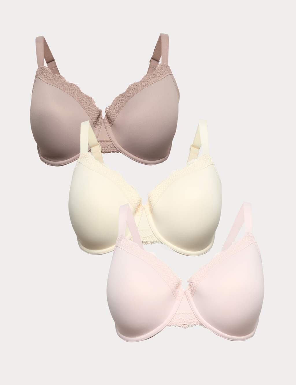 Marks & Spencer M&S 3pk Wired Full Cup Bras F-H Pink Mix