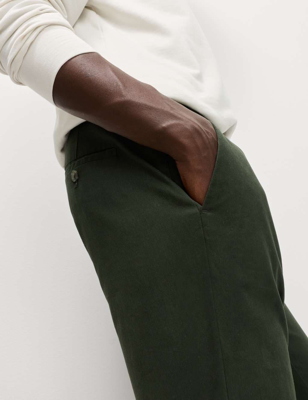 Marks & Spencer M&S Slim Fit Cotton Rich Stretch Chinos Dark Khaki - 5