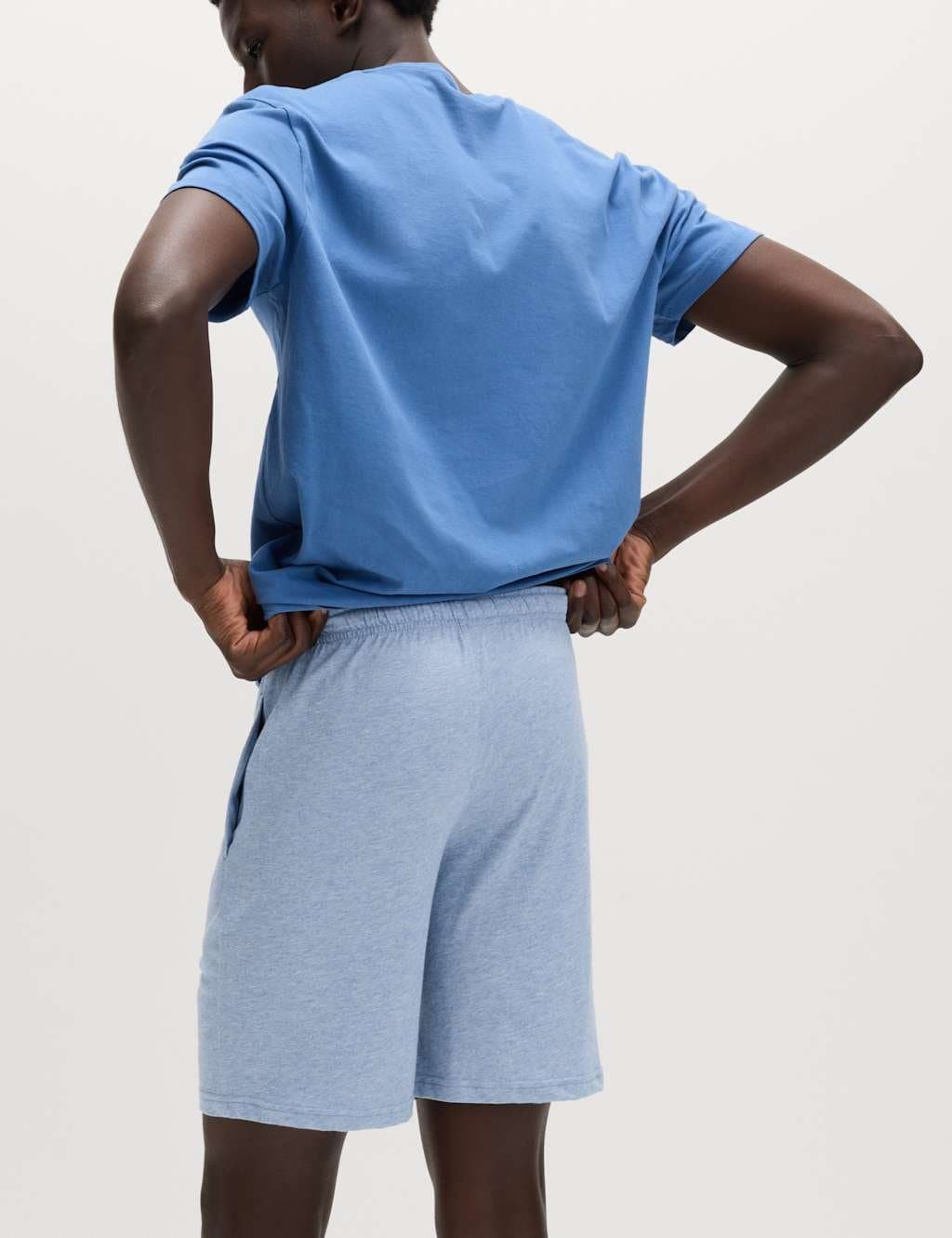 Marks & Spencer M&S 2 Pack Cotton Rich Jersey Pyjama Shorts Blue Mix - 3