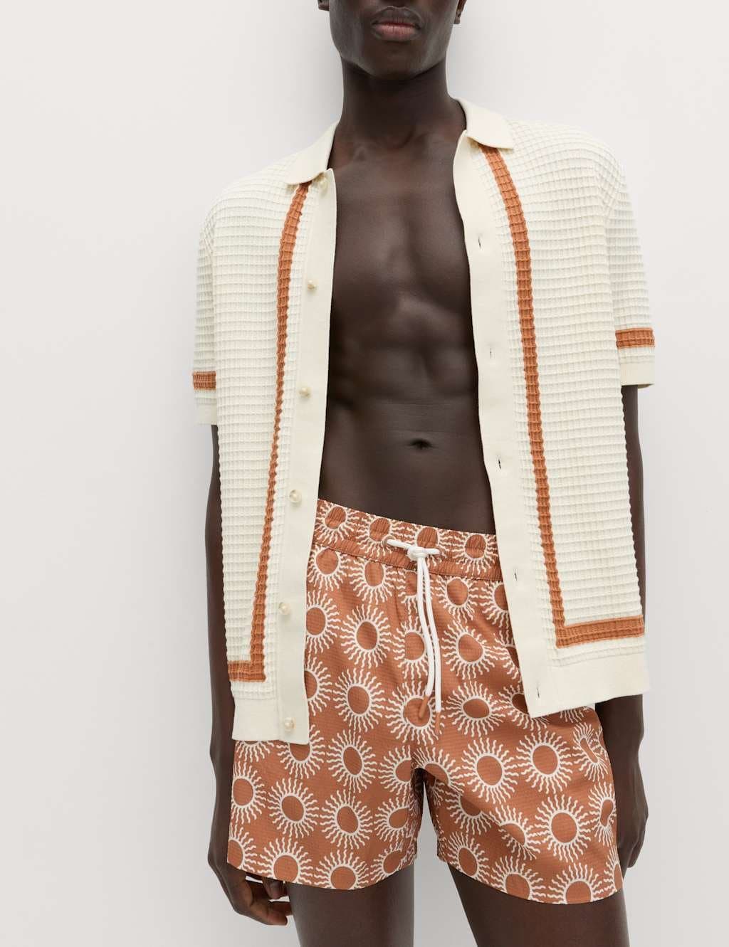 Marks & Spencer M&S Quick Dry Textured Swim Shorts Burnt Orange