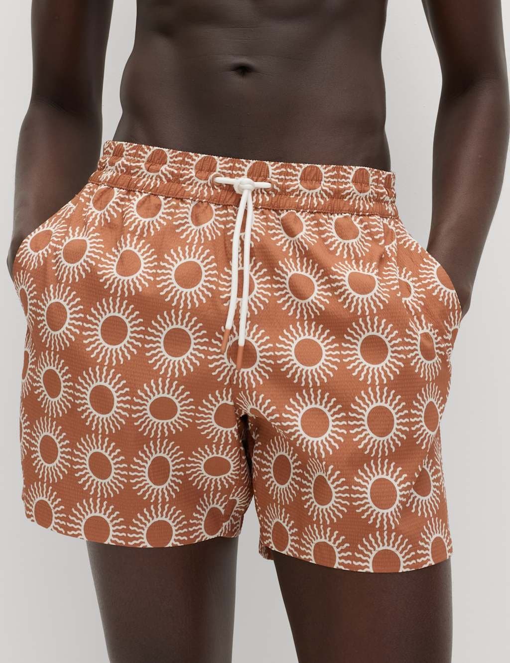 Marks & Spencer M&S Quick Dry Textured Swim Shorts Burnt Orange - 3