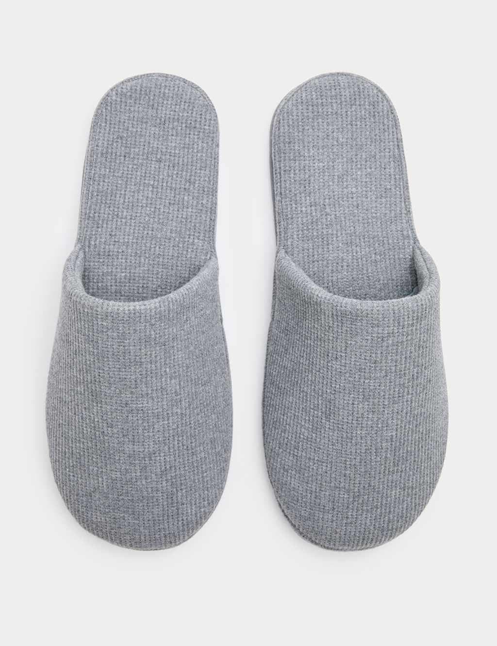 Marks & Spencer M&S Micro Waffle Mule Slippers with Freshfeet™ Grey
