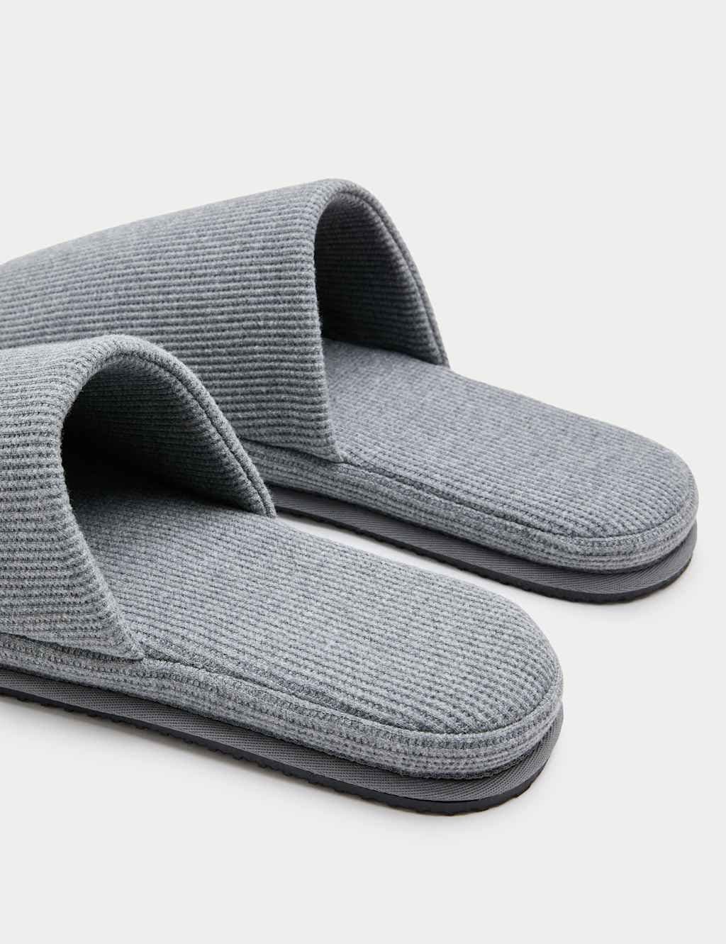 Marks & Spencer M&S Micro Waffle Mule Slippers with Freshfeet™ Grey - 2