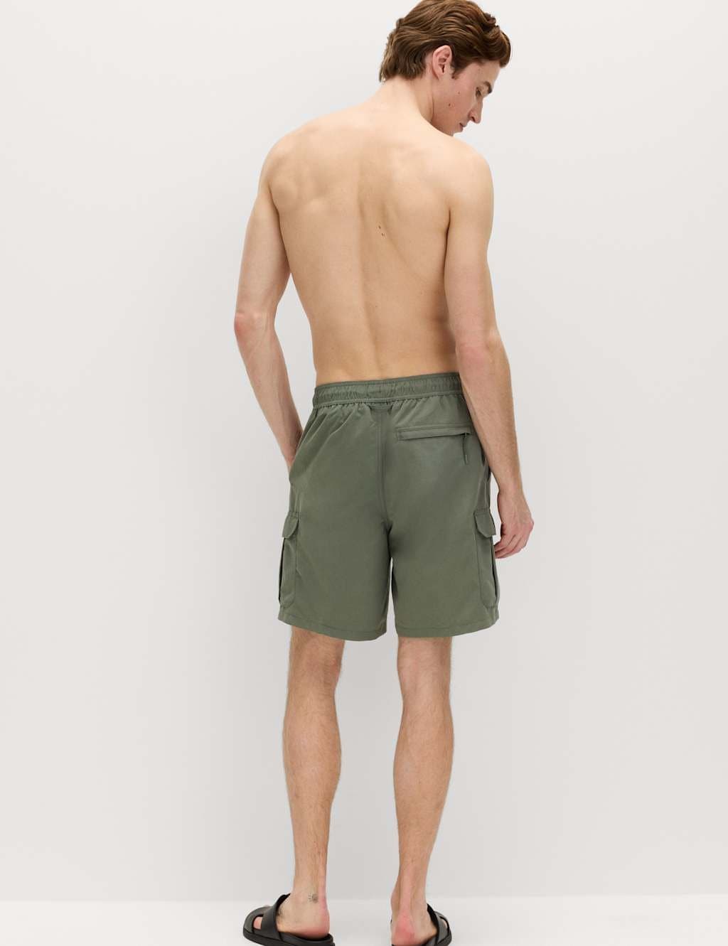 Marks & Spencer M&S Quick Dry Longer Length Cargo Swim Shorts Moss Green - 4