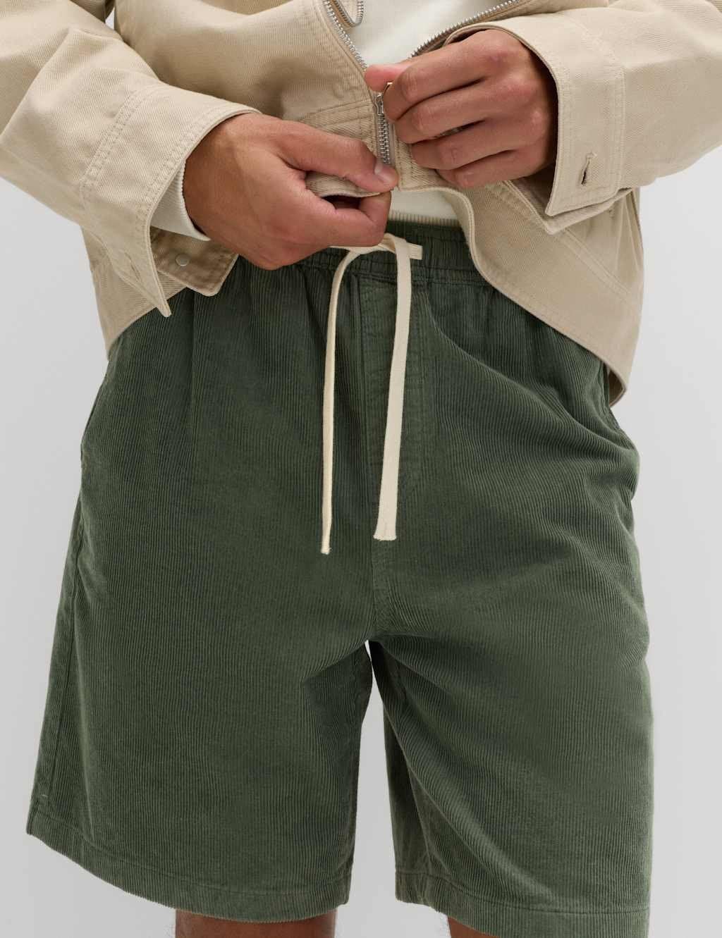 Marks & Spencer M&S Pure Cotton Corduroy Shorts Moss Green