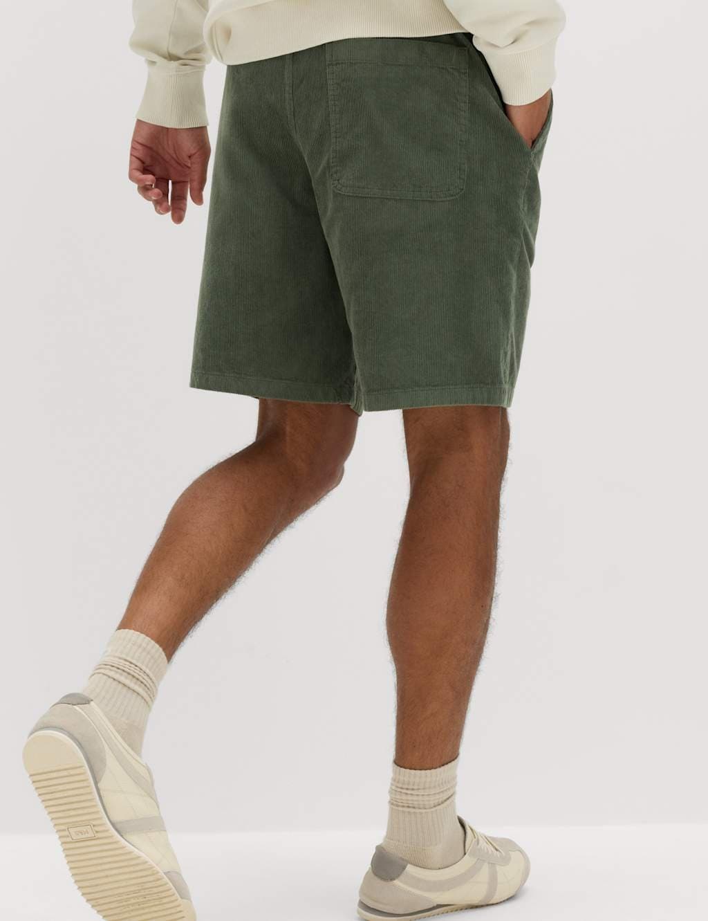 Marks & Spencer M&S Pure Cotton Corduroy Shorts Moss Green - 3