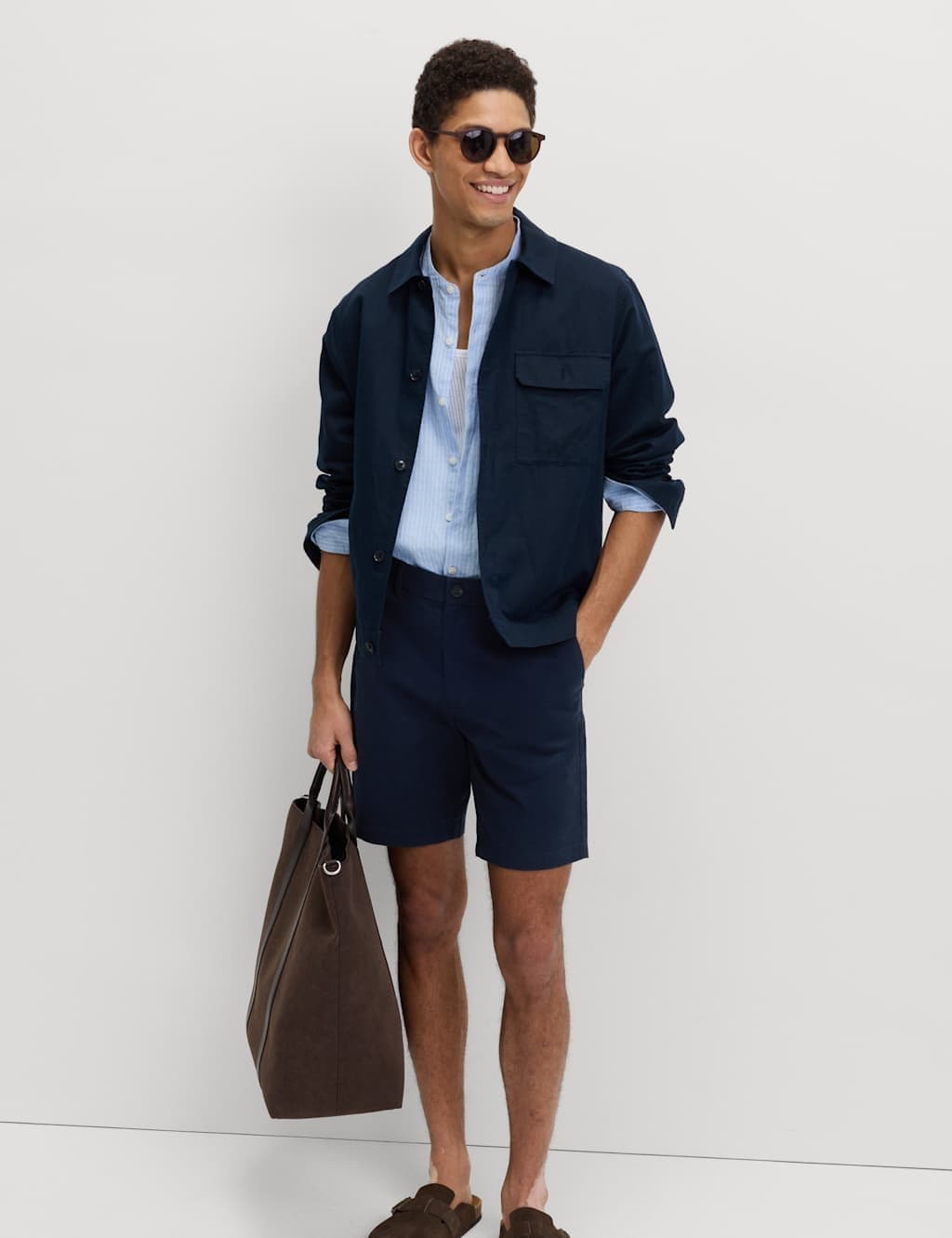 Marks & Spencer M&S 2 Pack Regular Fit Stretch Chino Shorts Navy - 2