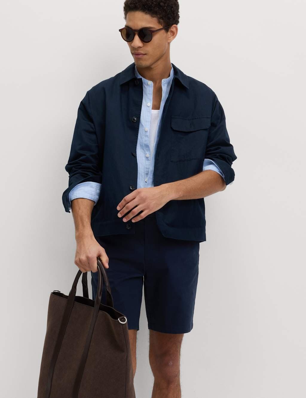 Marks & Spencer M&S 2 Pack Regular Fit Stretch Chino Shorts Navy - 4