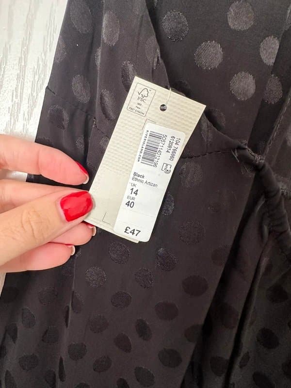 River Island Black polka dot wide leg satiny jumpsuit river island new