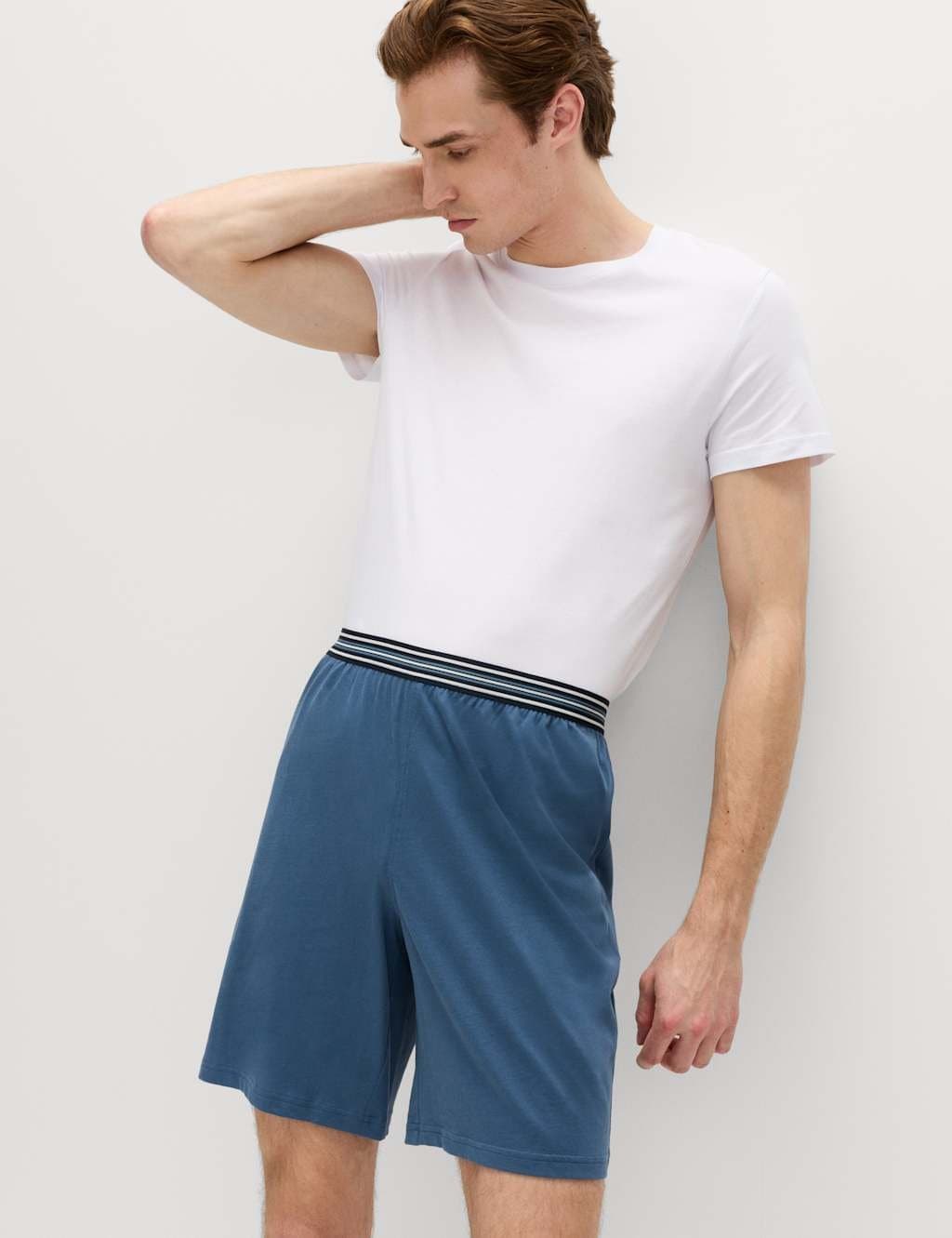 Marks & Spencer M&S 2-Pack Pure Cotton Jersey Pyjama Shorts Blue Mix - 3