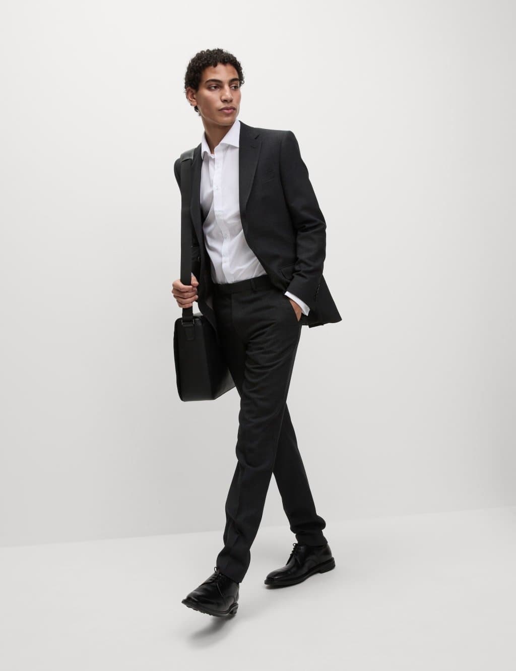 Marks & Spencer M&S Regular Fit Cotton Blend Double Cuff Shirt White - 4