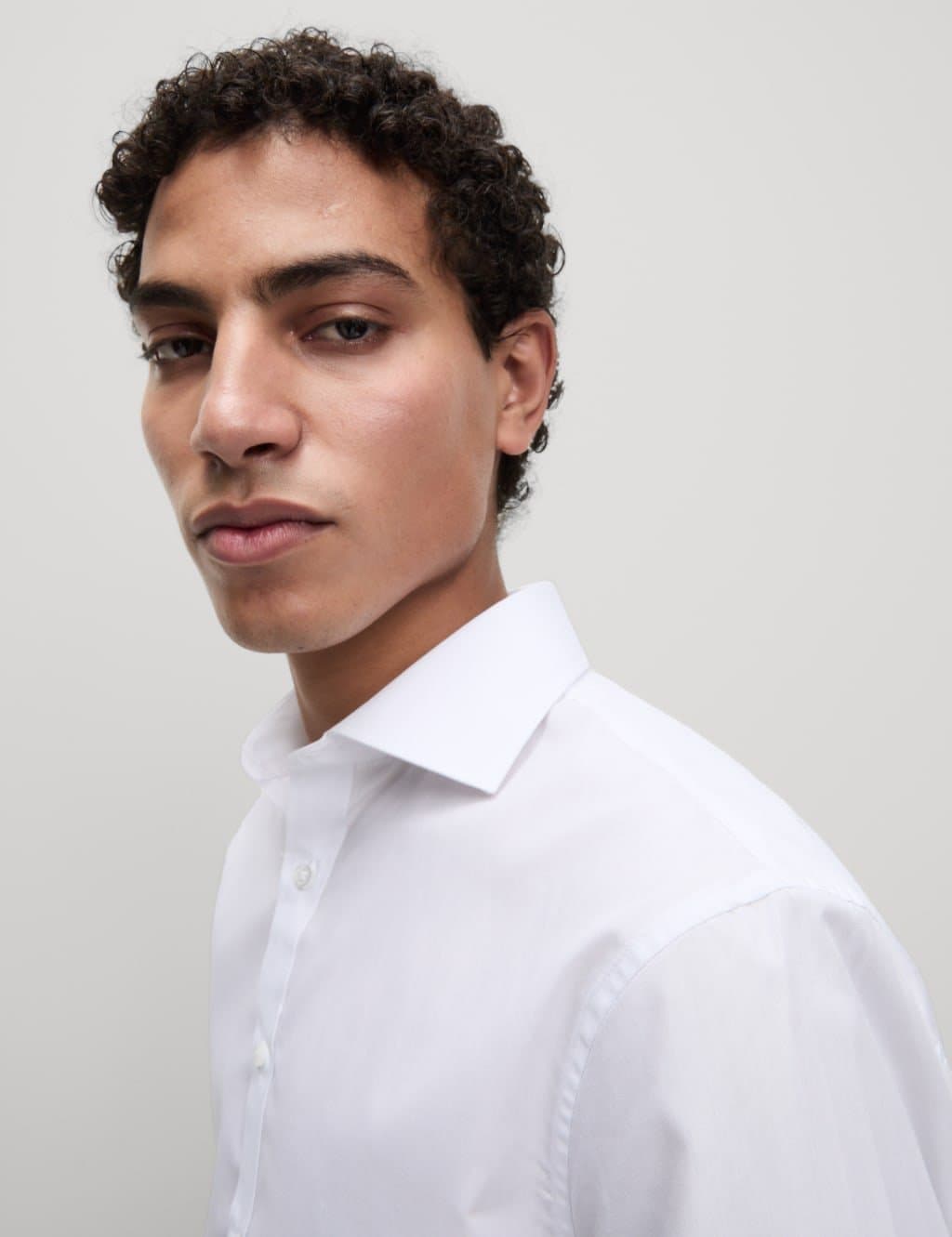 Marks & Spencer M&S Regular Fit Cotton Blend Double Cuff Shirt White - 5