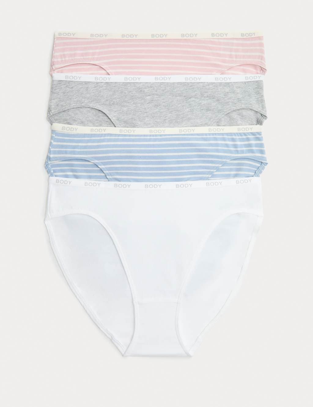 Marks & Spencer M&S 4pk Cotton Rich High Leg Knickers Light Blue Mix
