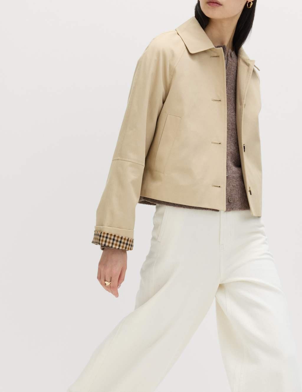 Marks & Spencer M&S Pure Cotton Short Car Coat Sand - 2