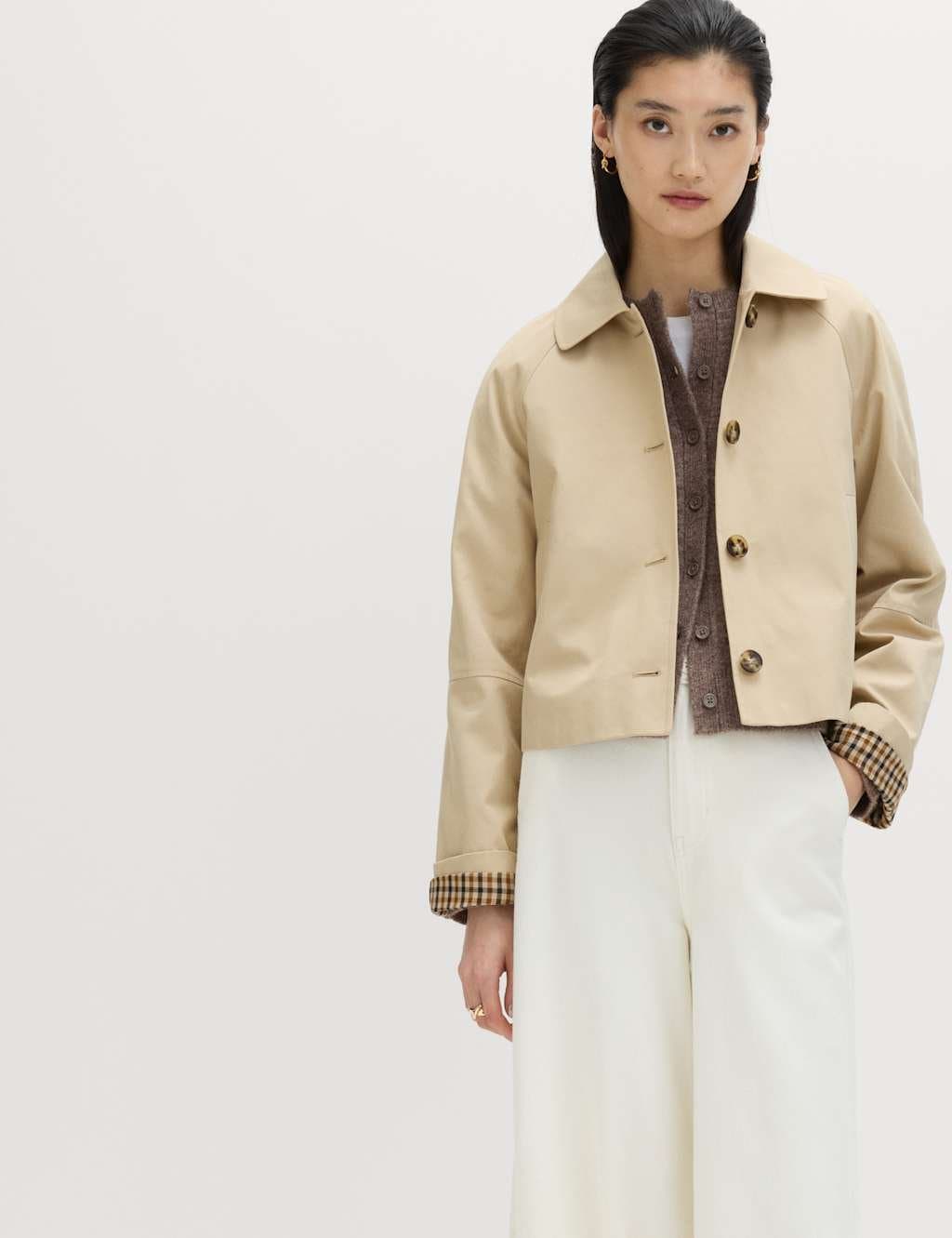 Marks & Spencer M&S Pure Cotton Short Car Coat Sand - 5