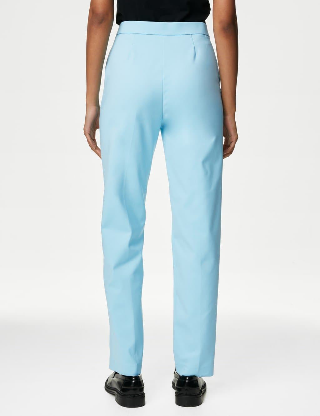 Marks & Spencer M&S Cotton Blend Slim Fit Ankle Grazer Trousers Light Turquoise - 4