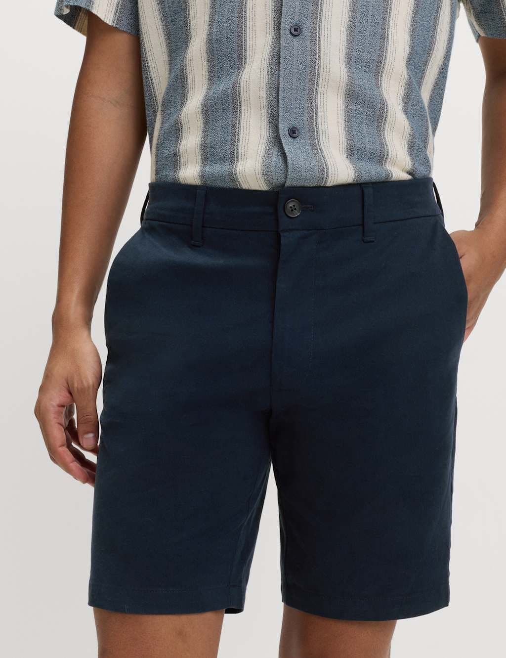 Marks & Spencer M&S 2 Pack Slim Fit Stretch Chino Shorts Navy - 4