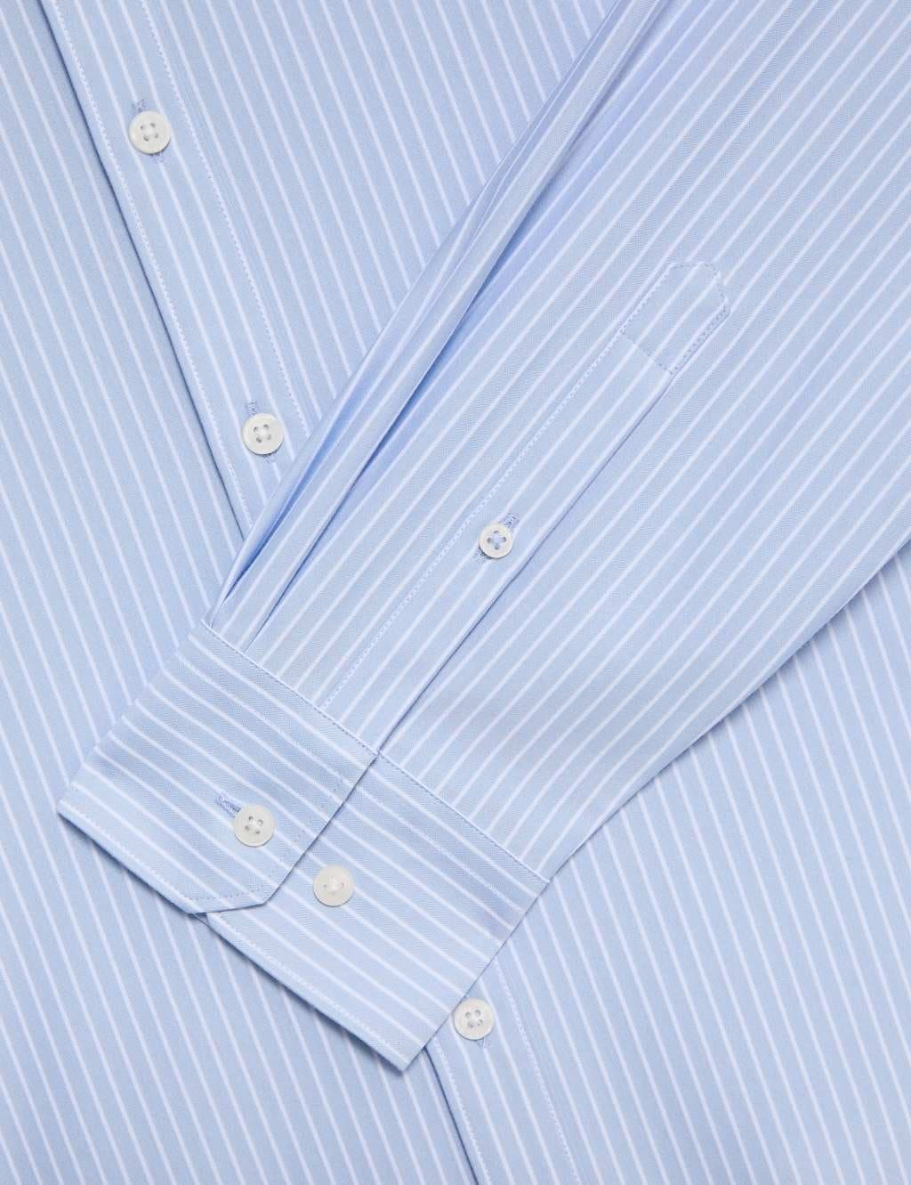 Marks & Spencer M&S Regular Fit Ultimate Non Iron Jersey Striped Shirt Blue Mix - 2