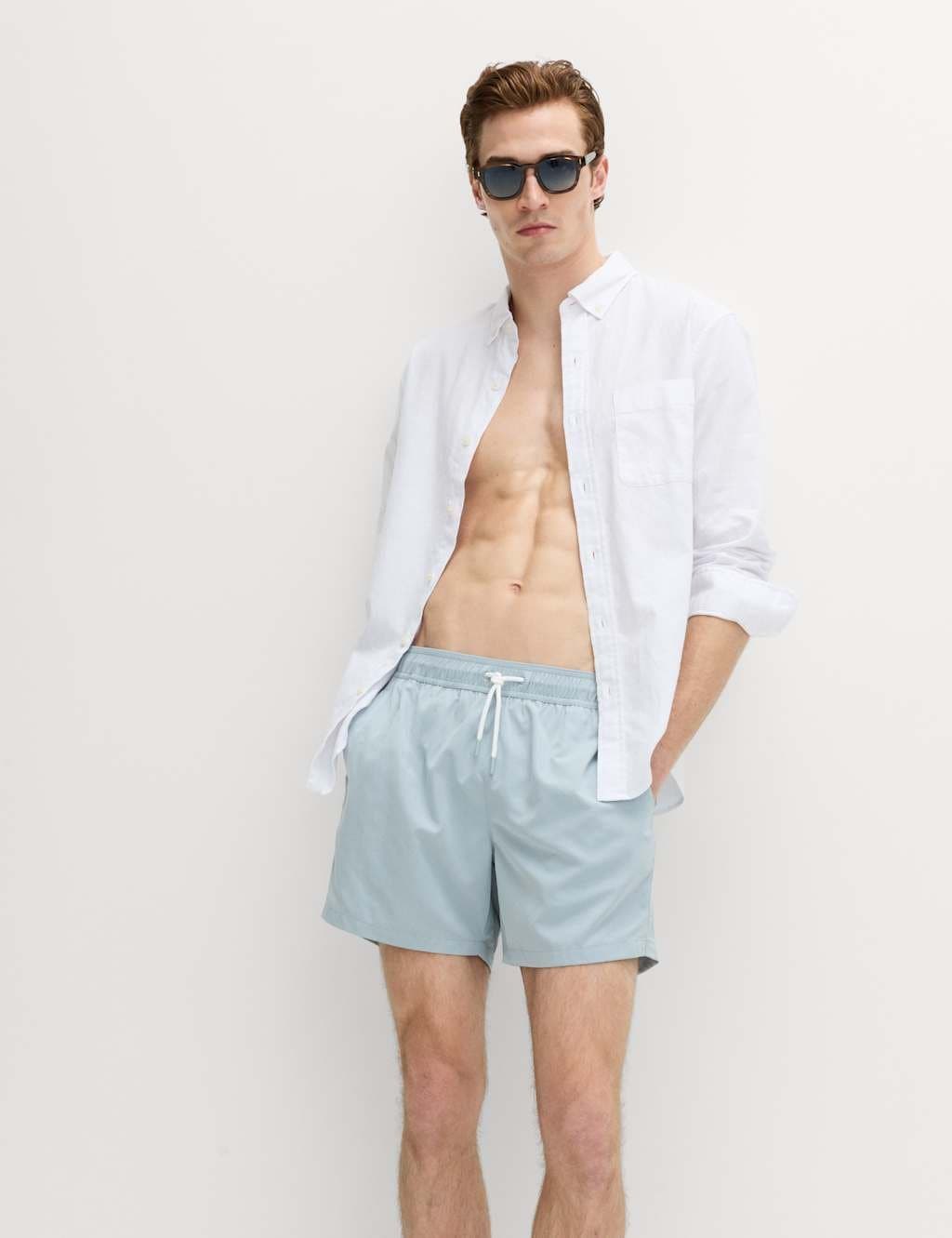 Marks & Spencer M&S Quick Dry Plain Swim Shorts Soft Blue