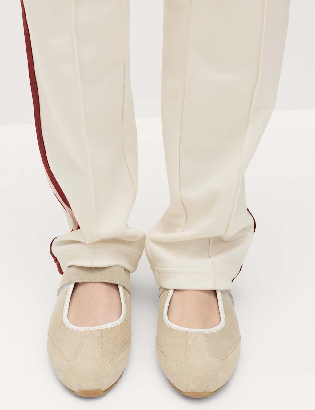 Marks & Spencer M&S Cotton Rich Retro Side Stripe Joggers Ecru - 3