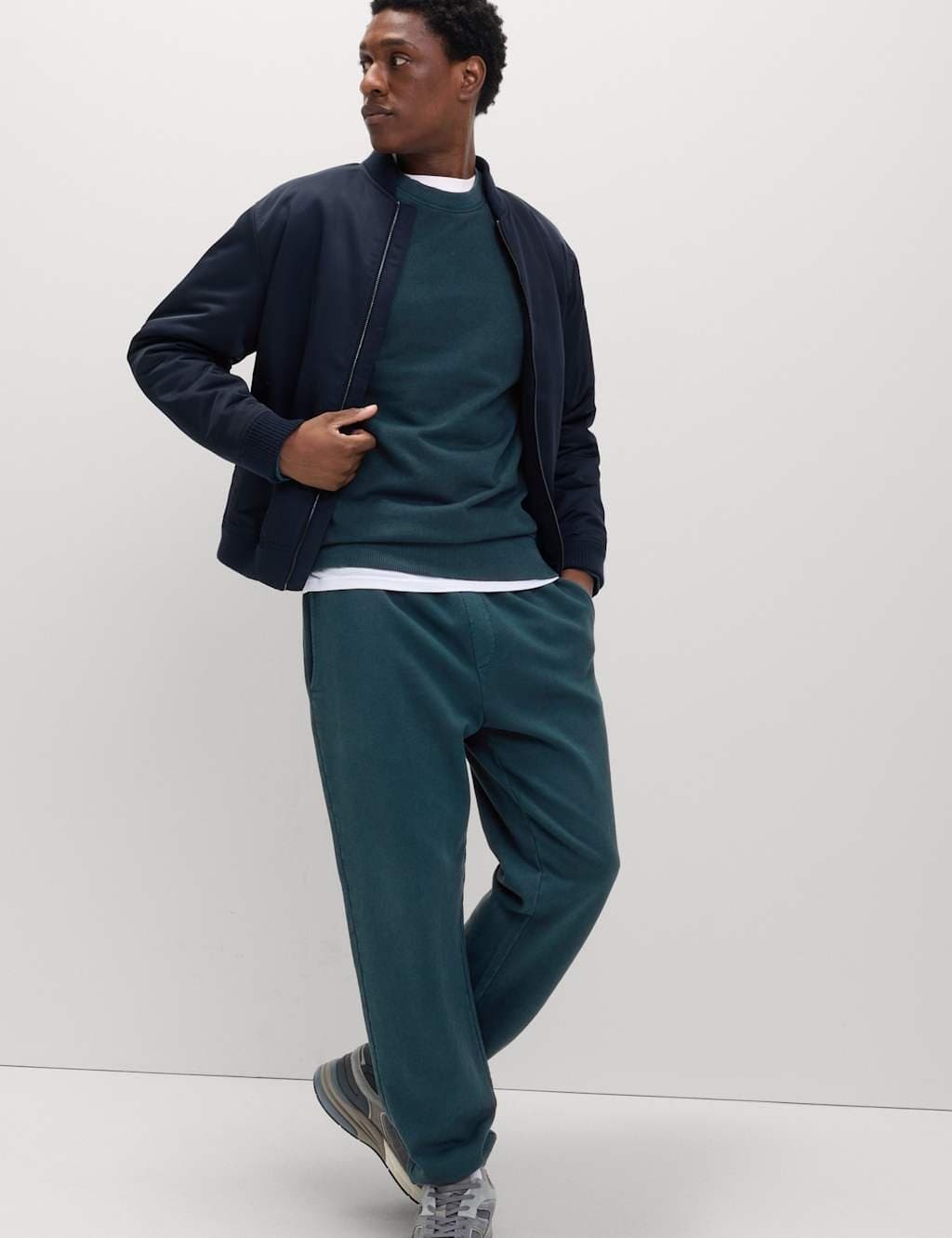 Marks & Spencer M&S Garment Dyed Pure Cotton Joggers Dark Petrol - 3