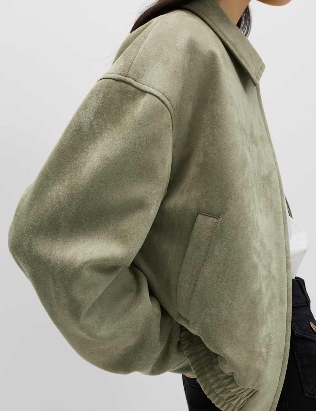 Marks & Spencer M&S Suedette Harrington Jacket Light Olive - 2