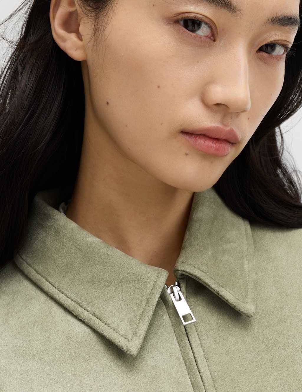 Marks & Spencer M&S Suedette Harrington Jacket Light Olive - 3