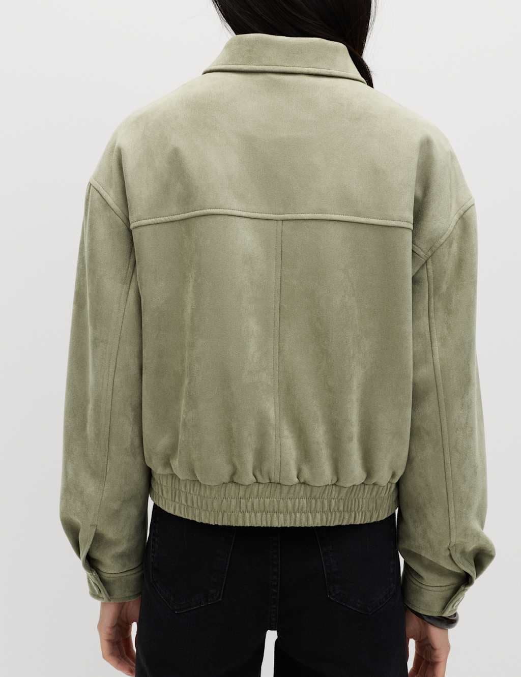 Marks & Spencer M&S Suedette Harrington Jacket Light Olive - 4