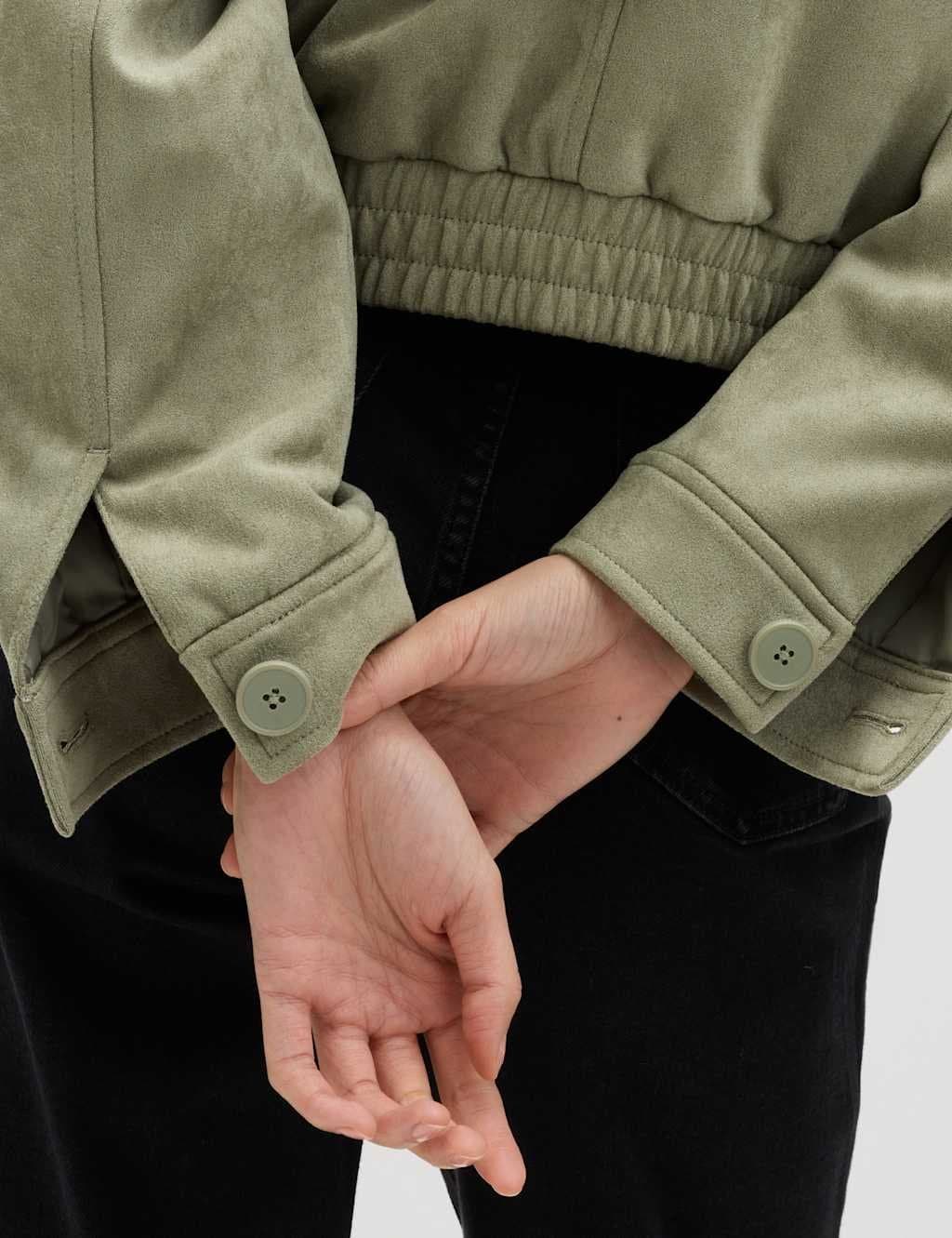 Marks & Spencer M&S Suedette Harrington Jacket Light Olive - 5