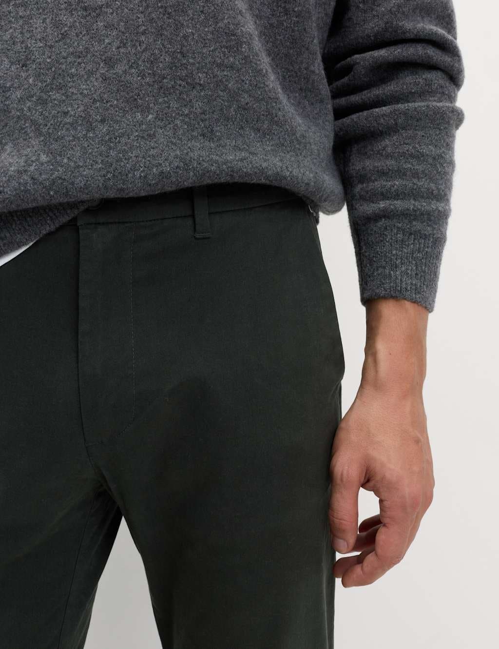 Marks & Spencer M&S Slim Fit Cotton Rich Stretch Chinos Dark Pewter - 3