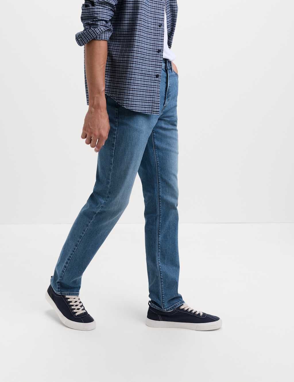 Marks & Spencer M&S Straight Fit Stretch Jeans Slate Blue - 4