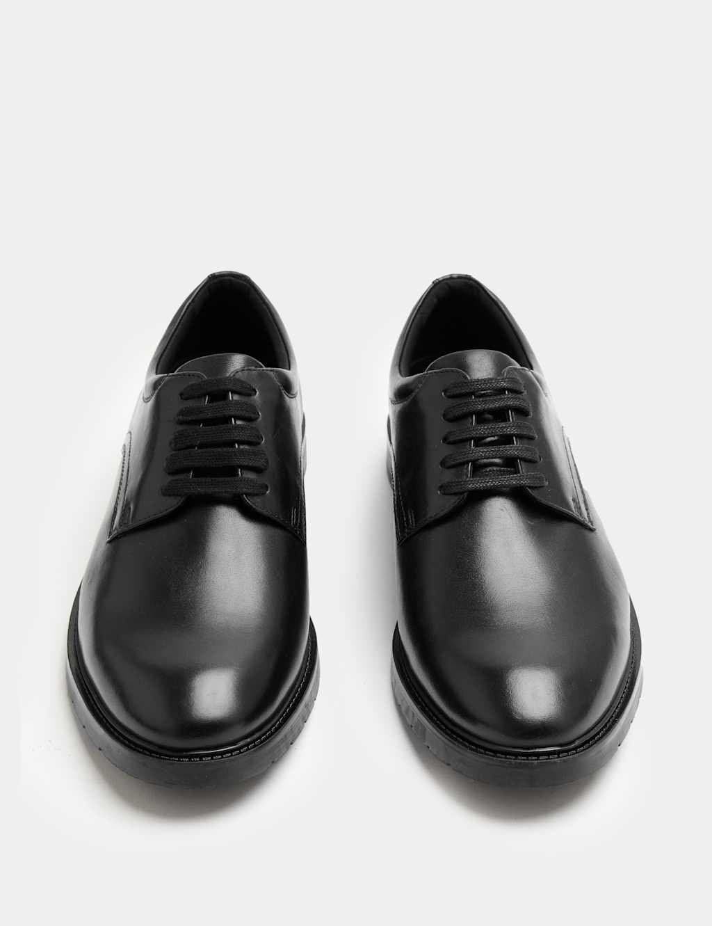 Marks & Spencer M&S Wide Fit Airflex™ Leather Derby Shoes Black