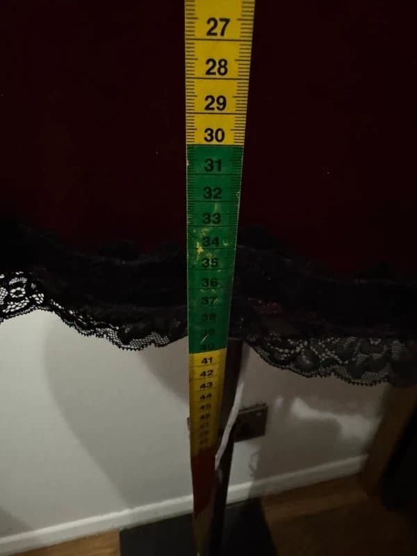 ASOS Design velvet mini skirt with lace hem in burgundy black velour elastic waist goth size 10