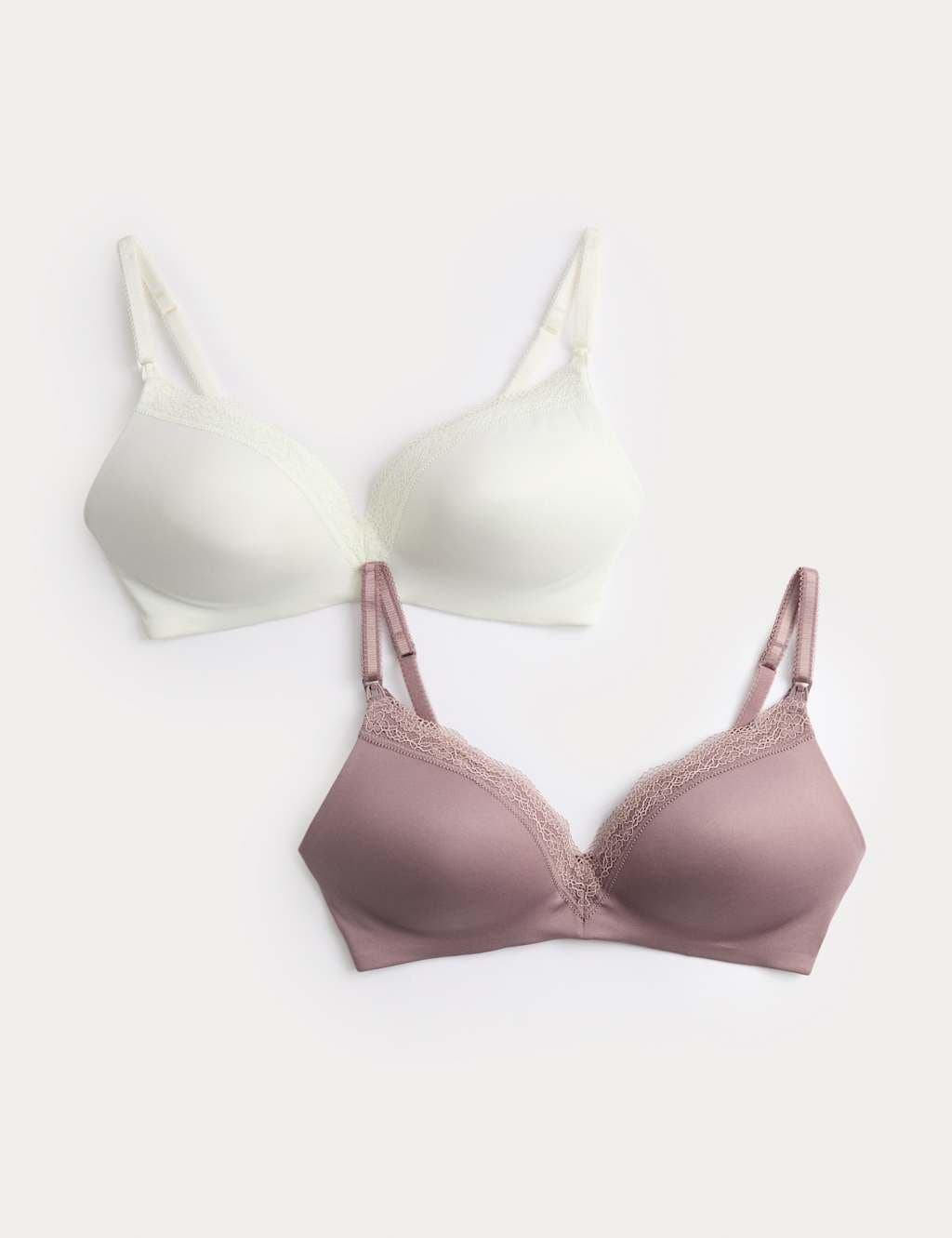 Marks & Spencer M&S 2 Pack Jasmine Lace Trim Maternity Nursing Bra B-G Brown Mix