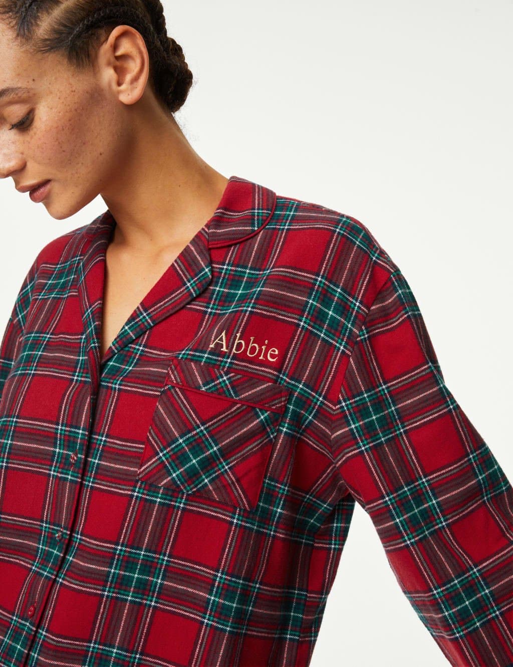 Marks & Spencer M&S Personalised Women's Checked Pyjama Set Red Mix