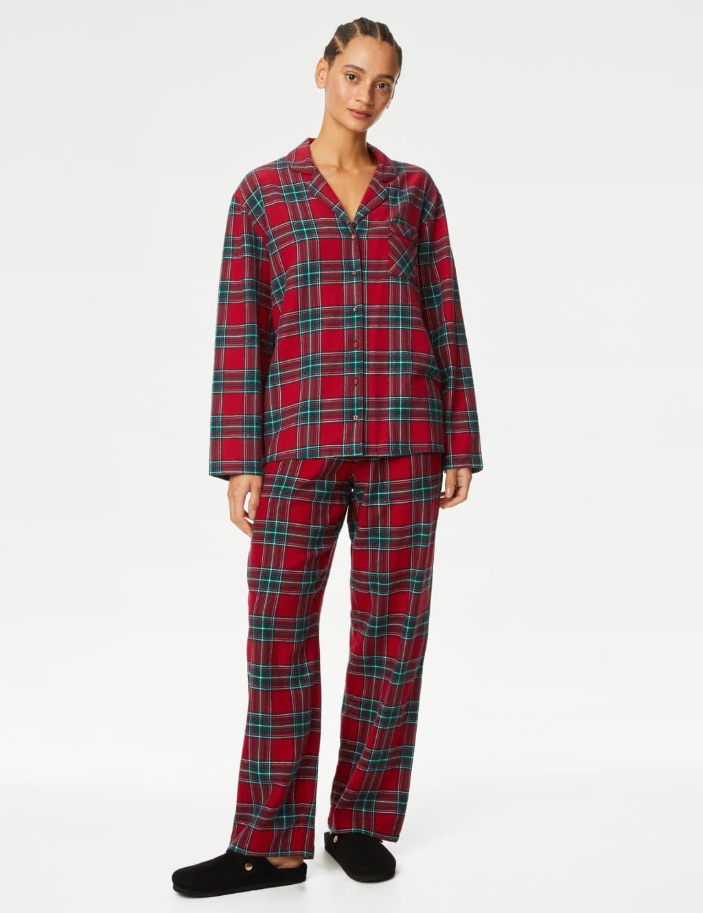 Marks & Spencer M&S Personalised Women's Checked Pyjama Set Red Mix - 2