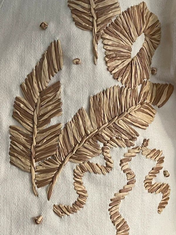 Never Fully Dressed Never fully dressed Ecru Cove Raffia Denim Jacket size M