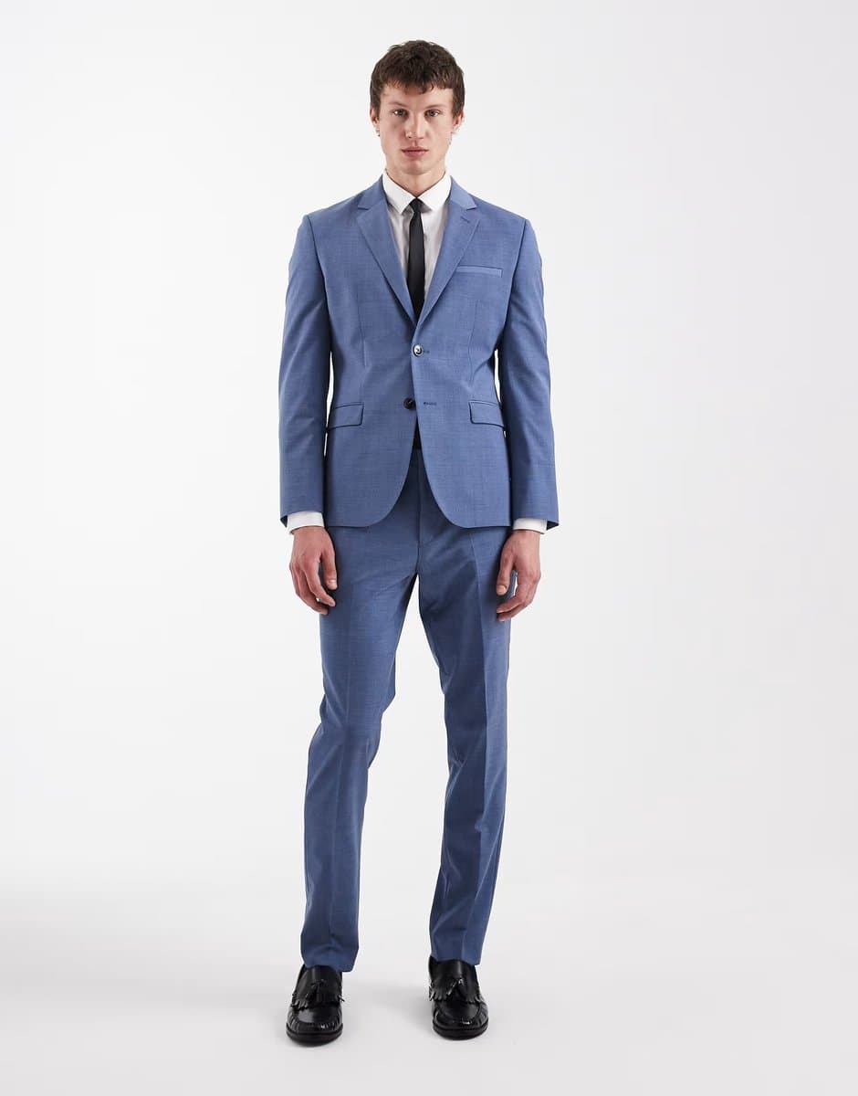 ASOS Hugo Red Arti hesten co-ord slim fit suit jacket and trousers in light blue