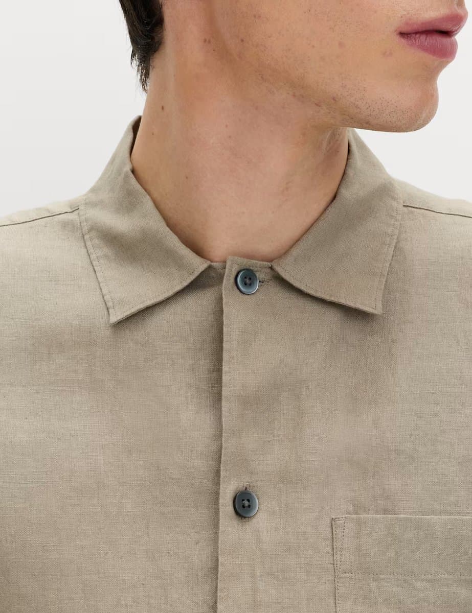 Marks & Spencer M&S Pure Linen Short Sleeve Shirt Natural - 3