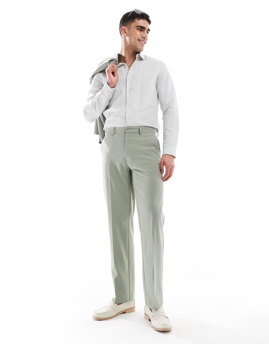 ASOS ASOS DESIGN straight suit trousers in sage green