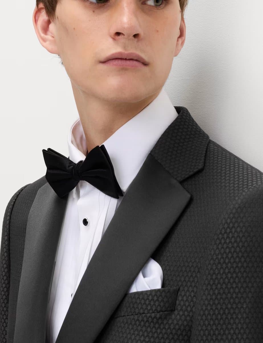 Marks & Spencer M&S Tailored Fit Jacquard Tuxedo Jacket Black